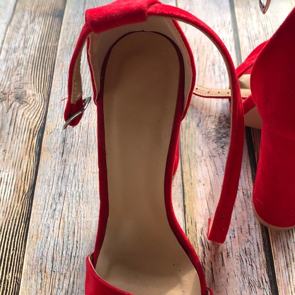 Red Suede Strappy Sandal - Picture 4 of 7